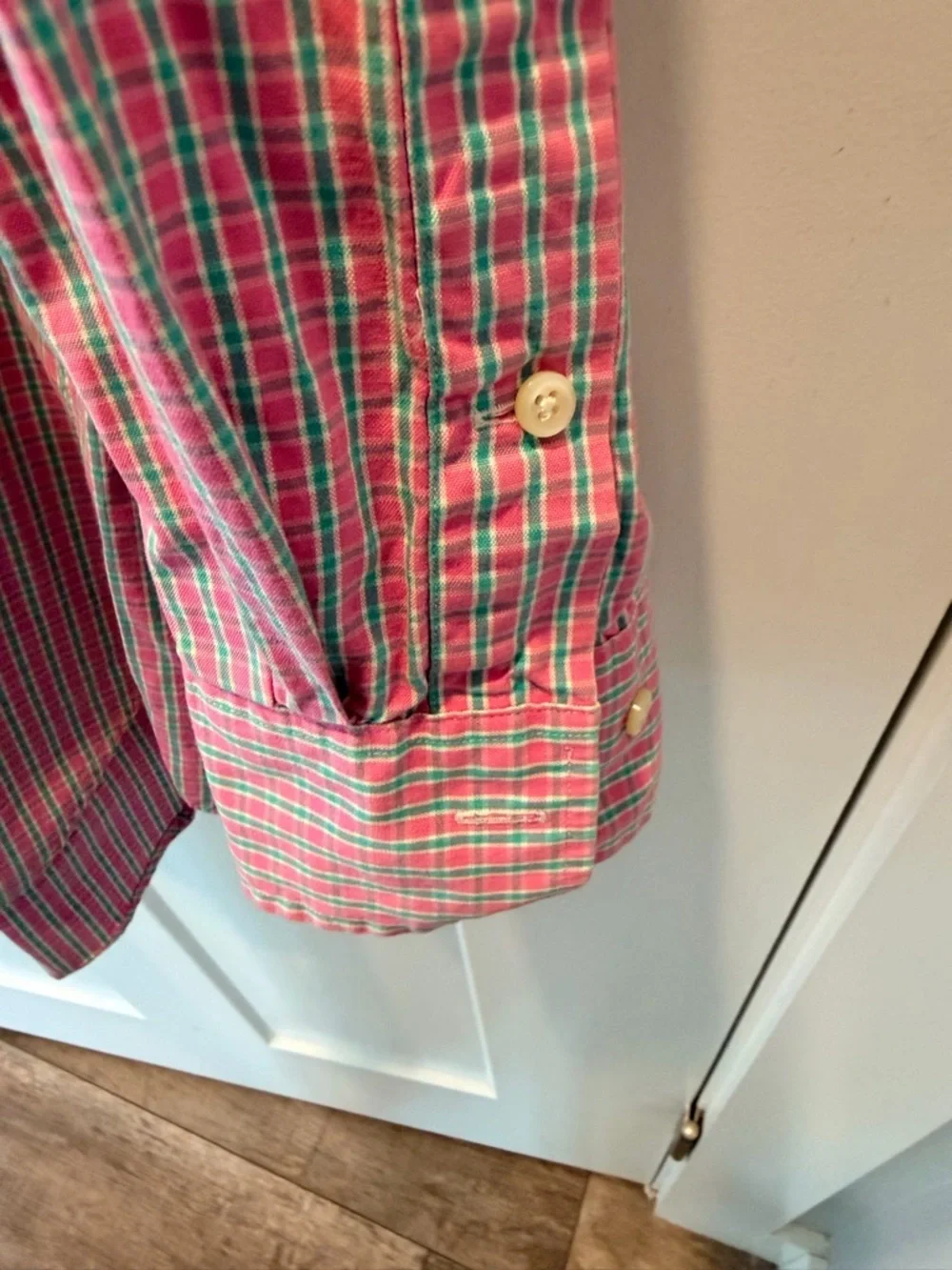 Polo Ralph Lauren Classic Fit Shirt 16 32/33 Pink Blue Plaid Button Down